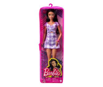 BARBIE FASHIONISTA BARNA HAJÚ BABA RÓZSASZÍN RUHÁBAN