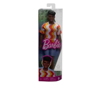 BARBIE LUTKA KEN FASHIONISTAS S BIJELOM I NARANDŽASTOM PRUGASTOM MAJICOM I SLUŠNIM APARATOM