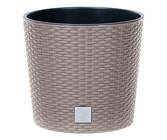 Декоративна саксия, Prosperplast, Rato Round, кръгла, кафеникава, 25.6x21.9 см