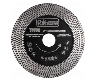 Diamantna turbo rezalna plošča, dvojno segmentirana, za keramične ploščice, mokro in suho rezanje, 115 mm/22,23 mm, Richmann Exc