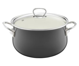 Oala email cu capac 14cm, 0.8L, gri, EMALIA OLKUSZ Optimum