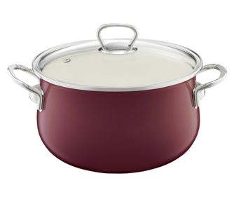 Oala email cu capac 16cm, 1.3L, visiniu, EMALIA OLKUSZ Optimum