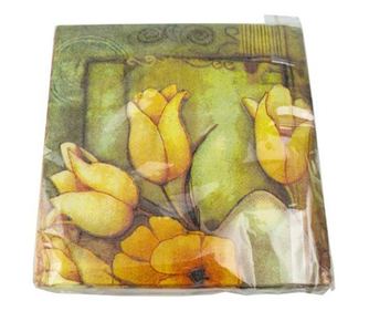 Комплект салфетки, декор лале, 20 бр  16,5x1x16,5 см