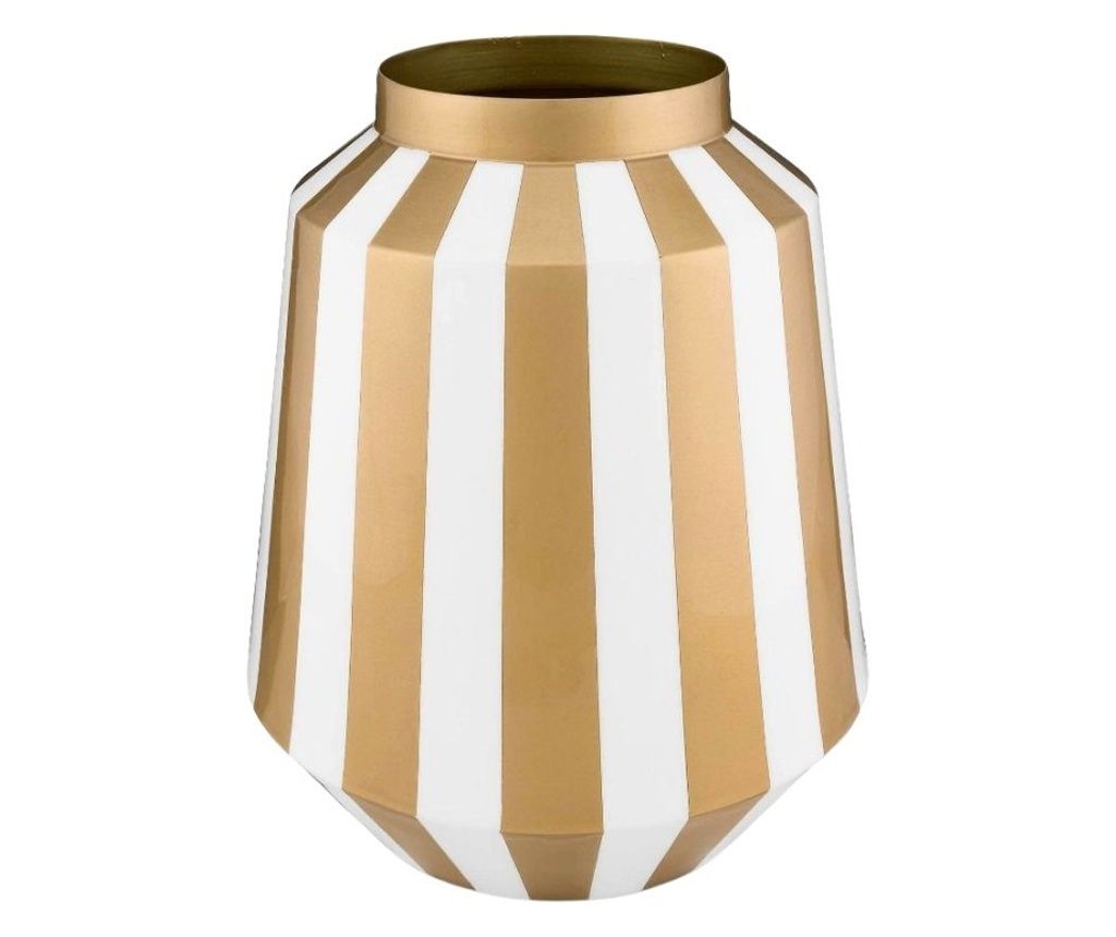 Διακοσμητικό Βάζο, Μέταλλο, Pip Studio, Ρίγες Λευκό Χρυσό, 24x29 εκ., Royal Dot Delight Collection