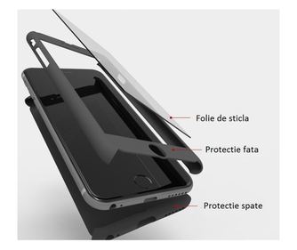 Teljes testű MyStyle Black tok Apple iPhone 6 / Apple iPhone 6S-hez, 360 fokos teljes lefedettséggel és üveg védőfóliával