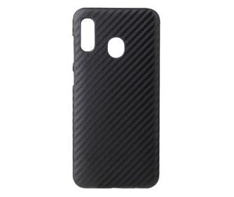 Samsung Galaxy A20 tok, GloMax Perfect Fit fekete karbon betétekkel