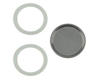Komplet 2 silikonskih tesnil + filter iz nerjavečega jekla za 4-delni kavni aparat
