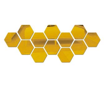 SET Oglinzi Decorative Acrilice Design Hexagon Gold - MyStyle Luxury Home 24 bucati/set