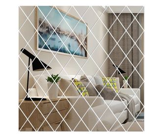 58 darabos akril tükör készlet gyémánt rombusz öntapadós dekoráció fürdőszobába, nappaliba és konyhába 100x100 cm, MyStyle