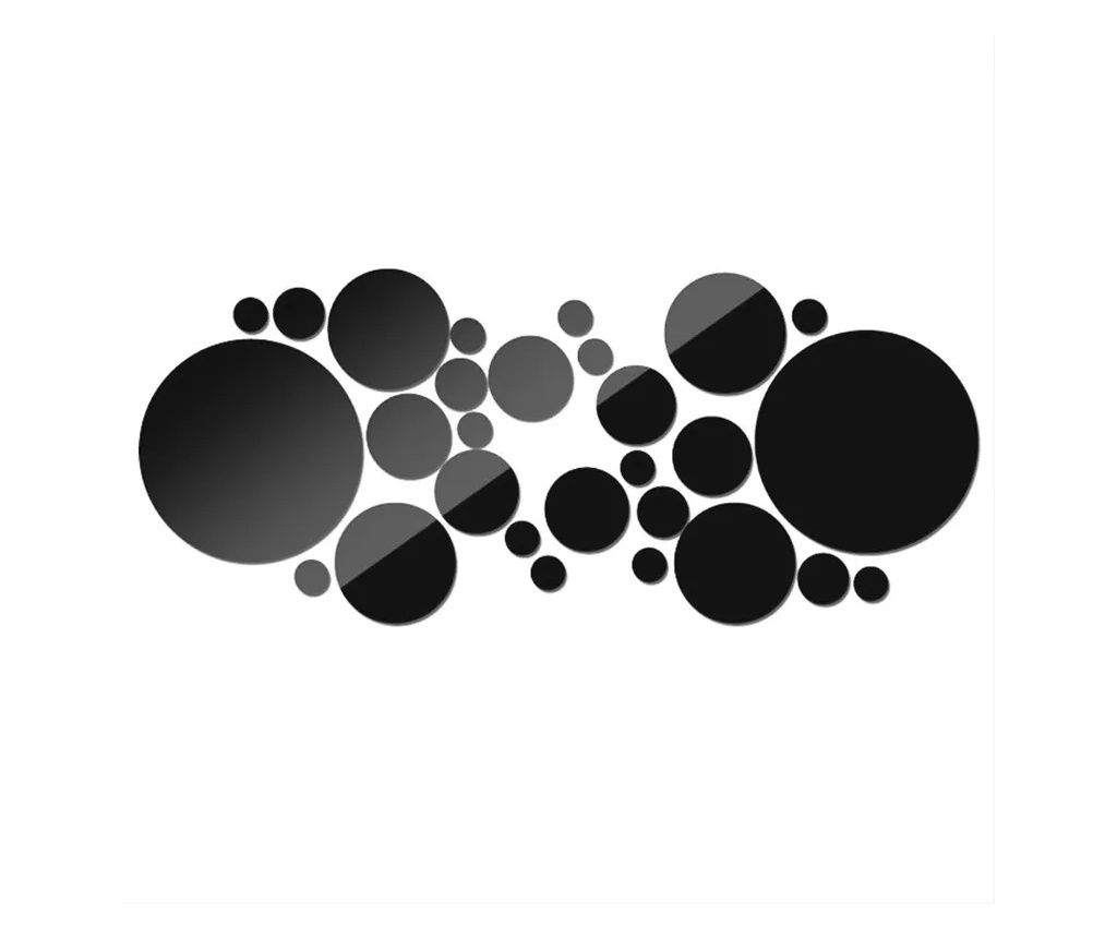 Set 31 Oglinzi Acrilice din PVC, Autoadezive pentru Decorarea Peretilor, Sfere Negre
