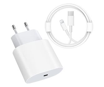 Incarcator fast charge compatibil cu iPhone, 20W PD Type C cu cablu USB C Lightning de 1 metru