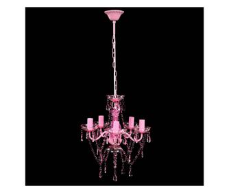 Umjetni ružičasti kristalni luster s 5 žarulja