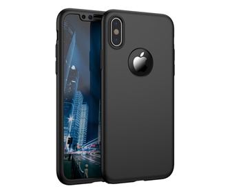 Husa Full Cover 360° (fata + spate + folie sticla) pentru iPhone X, Negru