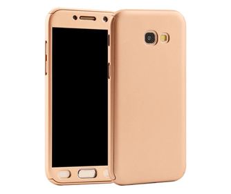 Husa Full Cover 360° (fata + spate + folie sticla) pentru Samsung Galaxy A5 (2017), Gold