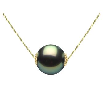 Sárga Arany Nyaklánc, Kaskadda, Ritka Természetes Tahiti Gyönggyel, AAA Minőség, 11 mm