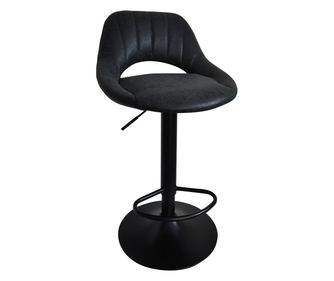 Lorasa crna barska stolica od umjetne brušene kože 45x45x82-102 cm