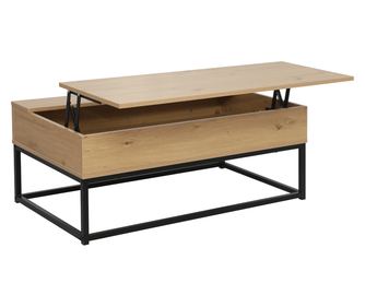 Dnevna mizica iz hrastovega lesa in črne kovine 100x55x40 cm