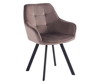 Taupe bársony szék fekete fém lábakkal 58,5x62x84,5 cm