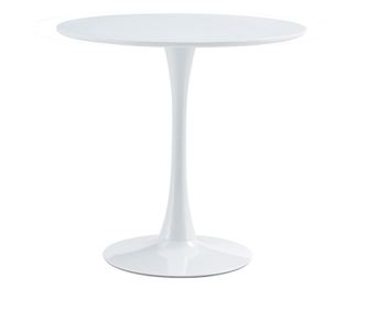 Stół do jadalni Reventon, biały matowy MDF metal, 80x74 cm