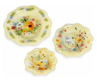 6 db többszínű üveg tányér készlet 30 cm, 25 cm, 20 cm
