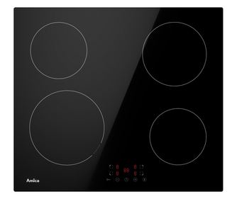 Amica AHI 601 Индукционен котлон за вграждане, 57 см, 4 зони за готвене, Touch Control 9 нива, 4 функции BOOSTER, Черен