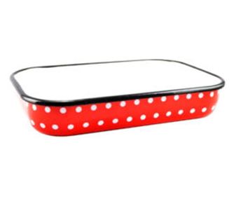 Tava emailata rosu- alb 37x24,5 cm