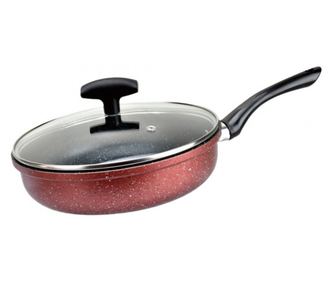 Tigaie cu capac Rosberg R51319G26CD, 26 cm, adâncime, strat de marmură, inducție, Bordeaux melange