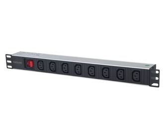 Intellinet 163620 разпределител на напрежение (PDU) 8 Изход(и) за променлив ток 1U Черен, Сребърен