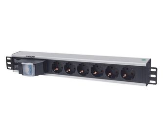 Intellinet 711432 разпределител на напрежение (PDU) 6 Изход(и) за променлив ток 1.5U Черен, Сив