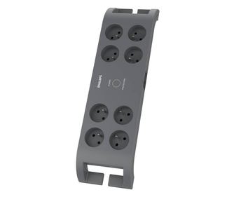 Разклонител Philips SPN3180A/58, 8 контакта със защита от пренапрежение, 16A, 2 м, Сив