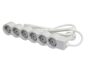 Разклонител Legrand Revolution L694557, 6 контакта, Сечение 3x1.5 мм, Кабел 1.5 м, Бял/Сив