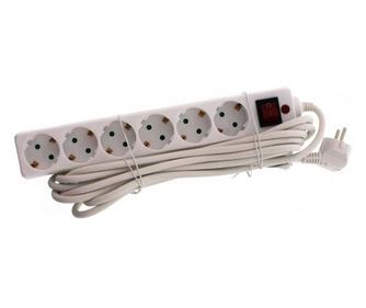 Prelungitor Well, cu protectie la supratensiune, 6 prize Schuko, 5m