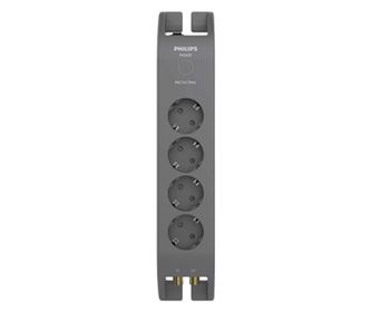 Разклонител Philips SPN3140A/58, 4 контакта със защита от пренапрежение, 2 м, Сив