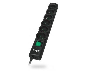 Удължител Optima, Ever, 6 гнезда, 1,5 м, Черен