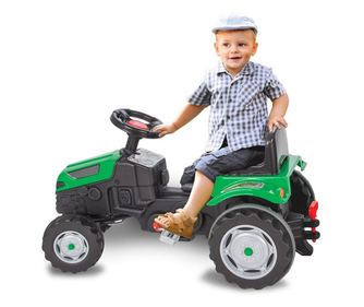 Masinuta tractor copii, Jamara, Plastic, Model cu pedale, Verde/Negru
