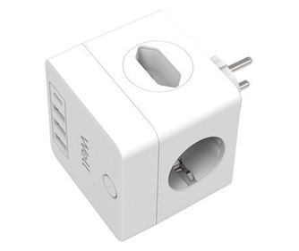 Well Powercube 2-es hálózati elosztó kapcsolóval, 3x USB-A, 1x USB-C fehér (ELAD-2SH2EU-PROT/USBC4-WL)