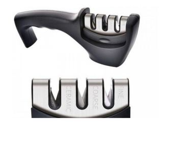 Ascuțitor de cuțite Bohmann BH 02-703, 3 sisteme de ascuțire, oțel tungsten, ceramică, negru