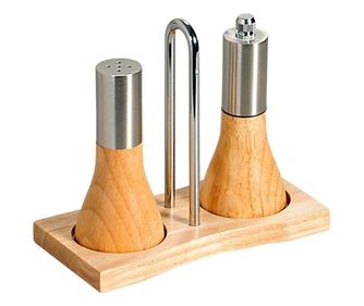 Kesper 13860 Set râșniță sare și piper, suport, lemn, metal, maro