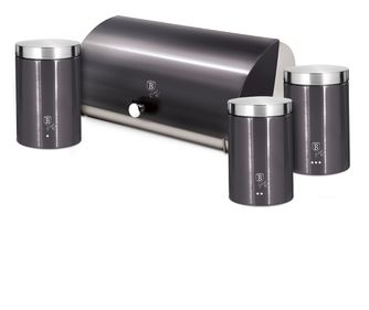 Σετ κουτί ψωμιού και 3 δοχεία κουζίνας Carbon Pro Edition Berlinger Haus BH 6732