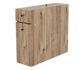 Dulap baie Kalune Design 854KLN3908, 19x60 cm, 2 sertare, finisaj melaminat, maro