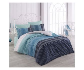 Lenjerie de pat dublu, Majoli Bahar Home Collection, 100% bumbac ranforce, 144 TC, 4 piese, Summer Blue