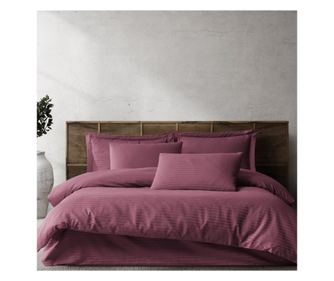 Lenjerie de pat dublu, Majoli Bahar Class Home Collection, 100% bumbac satin, 210TC, 4 piese, Modest Plume