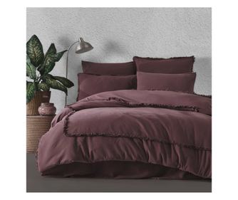 Lenjerie de pat dublu, Majoli Bahar Home Collection, 100% bumbac yarn dyed, 165 gsm, 6 piese, Maddox Dark Charm