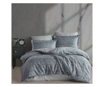 Lenjerie de pat dublu, Majoli Bahar Class Home Collection, 100% bumbac satin, 210TC, 6 piese, Pietro Fog