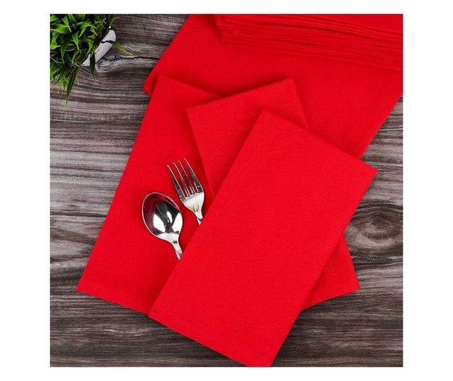 Set 10 Servetele masa Kotonia Home Hotel, 100% bumbac, Ranforce, dimensiunea 35x45 cm, rosu
