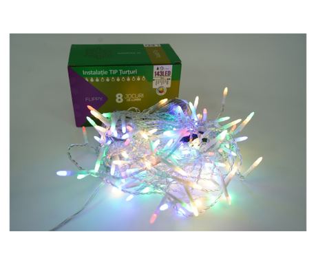 Instalace vánočního osvětlení Flippy Typ Třásně, 8 světelných her 5 m, 143 LED, Propojitelné, Průhledný kabel, Mul