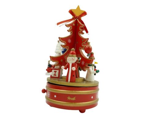 Karácsonyi díszdoboz, fenyőfa, piros, fa, 12 cm x 22 cm, beltéri, Flippy