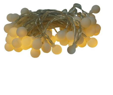 Karácsonyi dekoráció, 10 méter, 80 LED, meleg fehér szín, csillag mintás, lineáris, akkumulátorral működő, beltéri/kültéri haszn