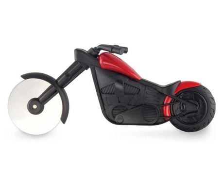Creative Flippy Pizza Cutter, Motorcycle Shape, with Stand, 21.5 x 9.5 cm, Steel/PP, Black
