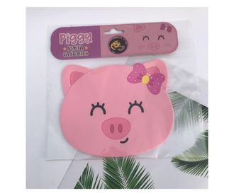 Podmetač za čašu, Flippy, model Prasić, PVC, dimenzije 15,5x15,5 cm, ružičasta